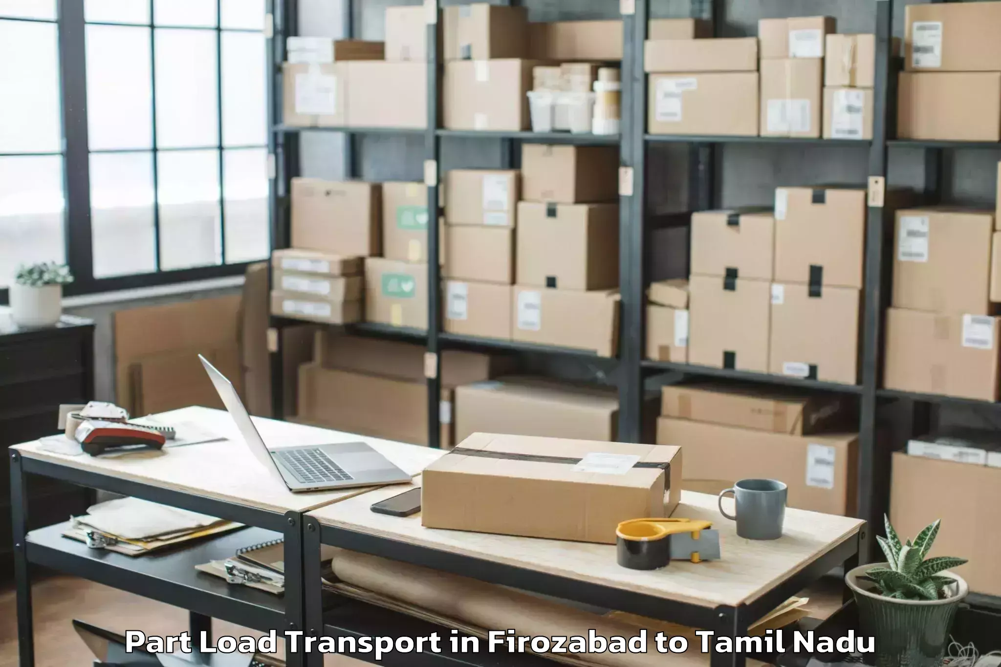 Top Firozabad to Sholinganallur Part Load Transport Available